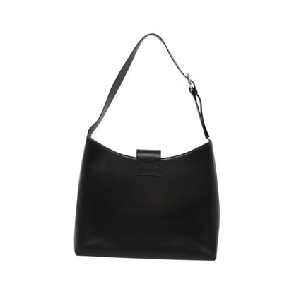 Salvatore Ferragamo Gancio Flap Hobo Leather, Black, Leather, Shoulder Bag