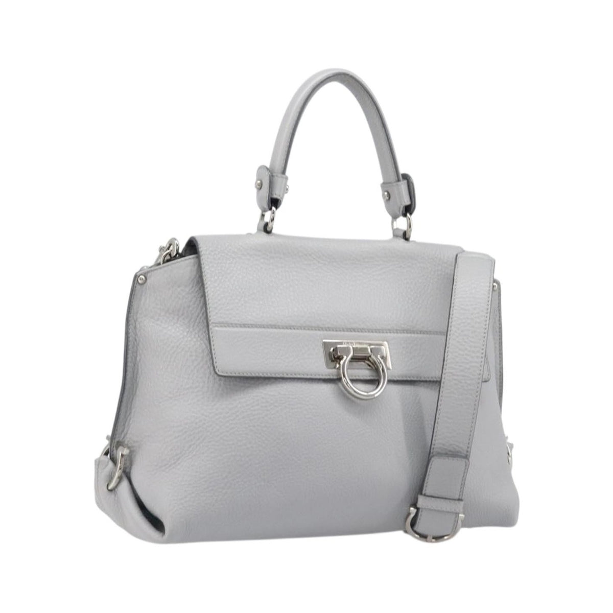 Salvatore Ferragamo Sofia Satchel Leather, Gray, Leather, Handbag