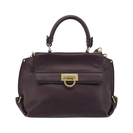 Salvatore Ferragamo Sofia Satchel Smooth Leather, Purple, Leather, Handbag