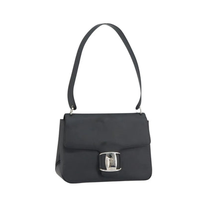 Salvatore Ferragamo Vala Leather, Black, Patent Leather, Shoulder Bag