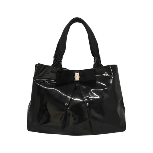 Salvatore Ferragamo Vala Patent leather, Black, Patent Leather, Handbag