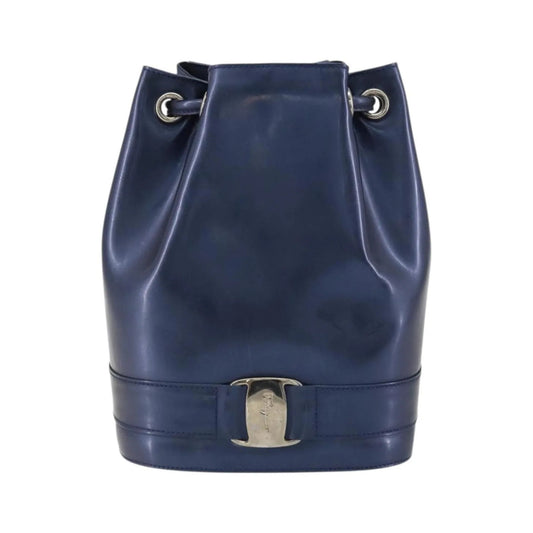 Salvatore Ferragamo Vala Patent Leather, Navy, Patent Leather, Backpack