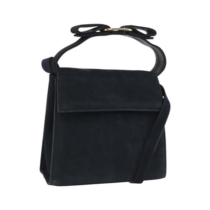 Salvatore Ferragamo Vala Suede, Navy, Suede, Shoulder Bag