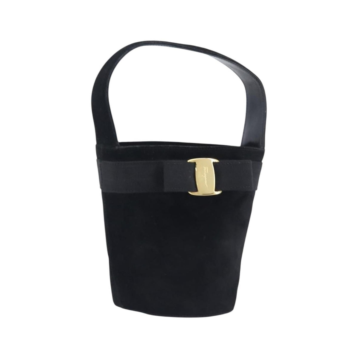 Salvatore Ferragamo Vala Suede, Black, Suede, Shoulder Bag