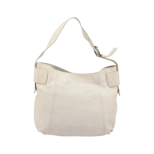 Salvatore Ferragamo Vintage Gancini Hobo Leather, White, Leather, Shoulder Bag