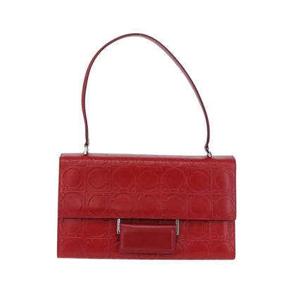 Salvatore Ferragamo Vintage Gancini Top Handle Embossed Leather, Red, Leather, Handbag