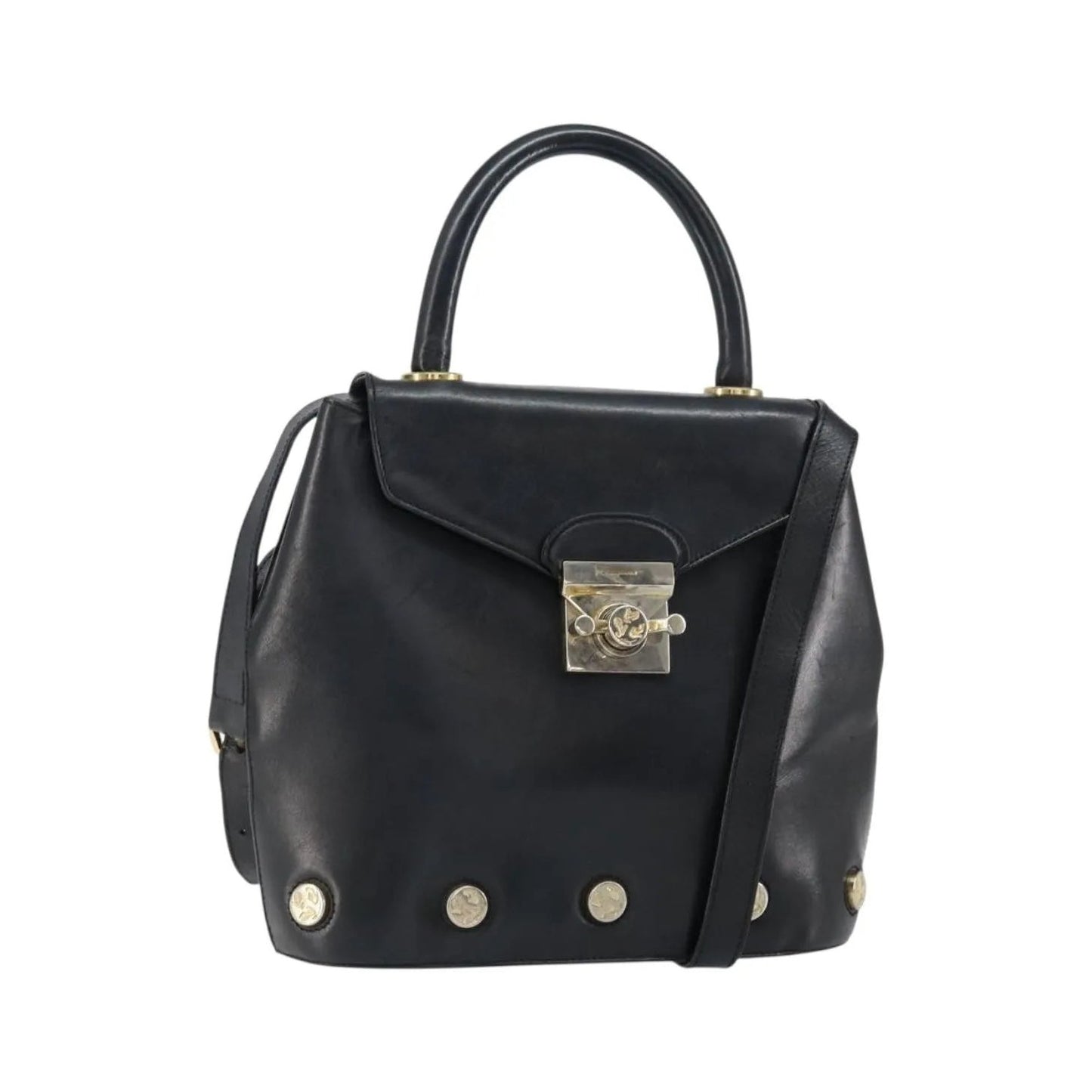 Salvatore Ferragamo Vintage Leather, Black, Leather, Handbag