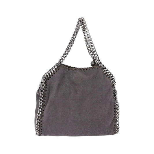 Stella McCartney Falabella Fold Over Faux Leather, Gray, Polyester, Shoulder Bag