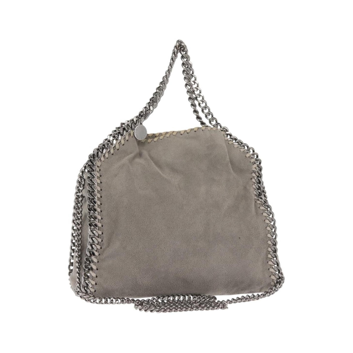 Stella McCartney Falabella Fold Over Faux Suede, Gray, Synthetic, Shoulder Bag