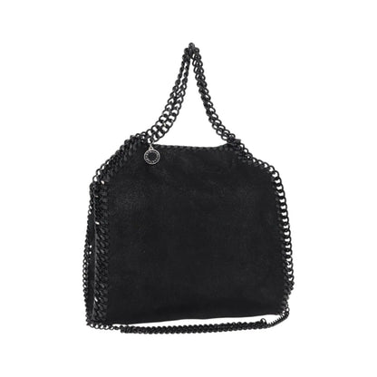 Stella McCartney Falabella Fold Over Shaggy Deer, Black, Polyester, Shoulder Bag