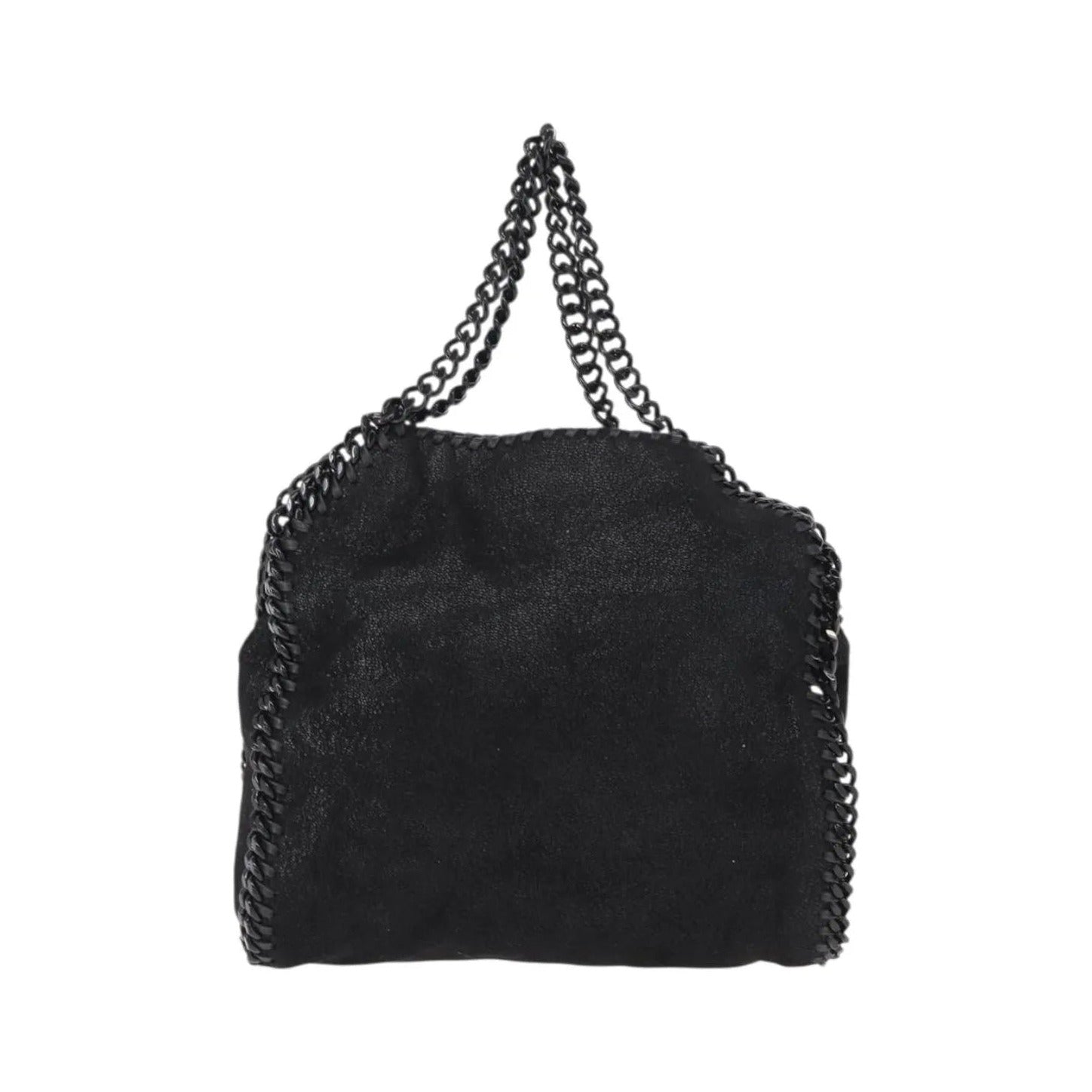 Stella McCartney Falabella Fold Over Shaggy Deer, Black, Polyester, Shoulder Bag