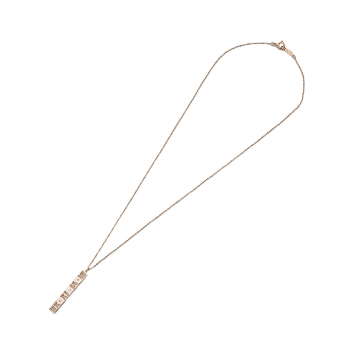Tiffany & Co. Atlas Pierced Bar Drop Pendant 18K Rose Gold with Diamonds, Pink, Rose Gold, Necklace