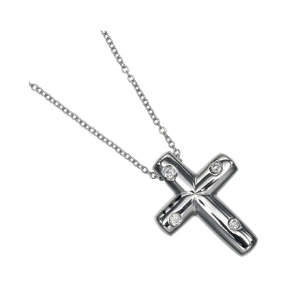 Tiffany & Co. Cross Pendant Platinum and Diamonds, Silver, Platinum, Necklace