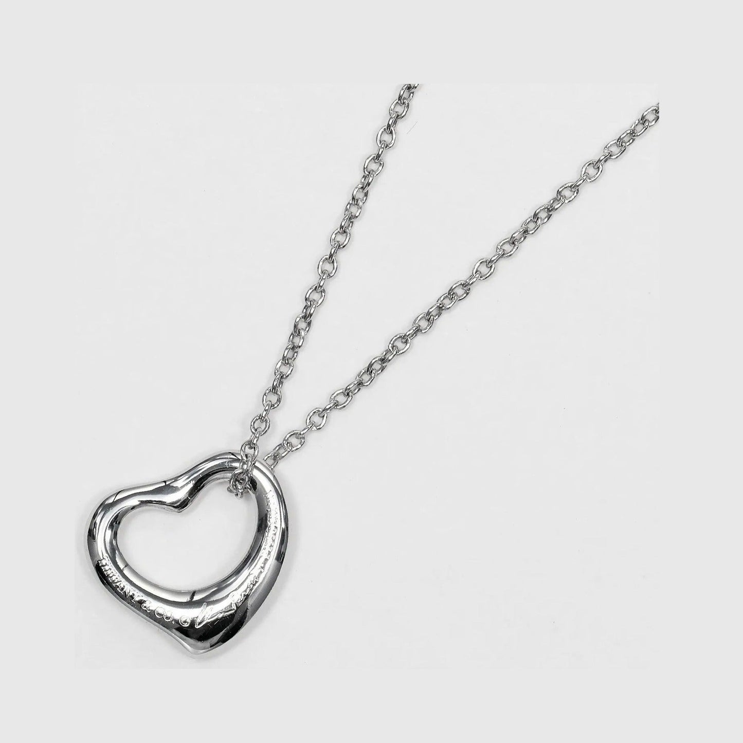 Tiffany & Co. Elsa Peretti Open Heart Pendant Platinum, Silver, Platinum, Necklace