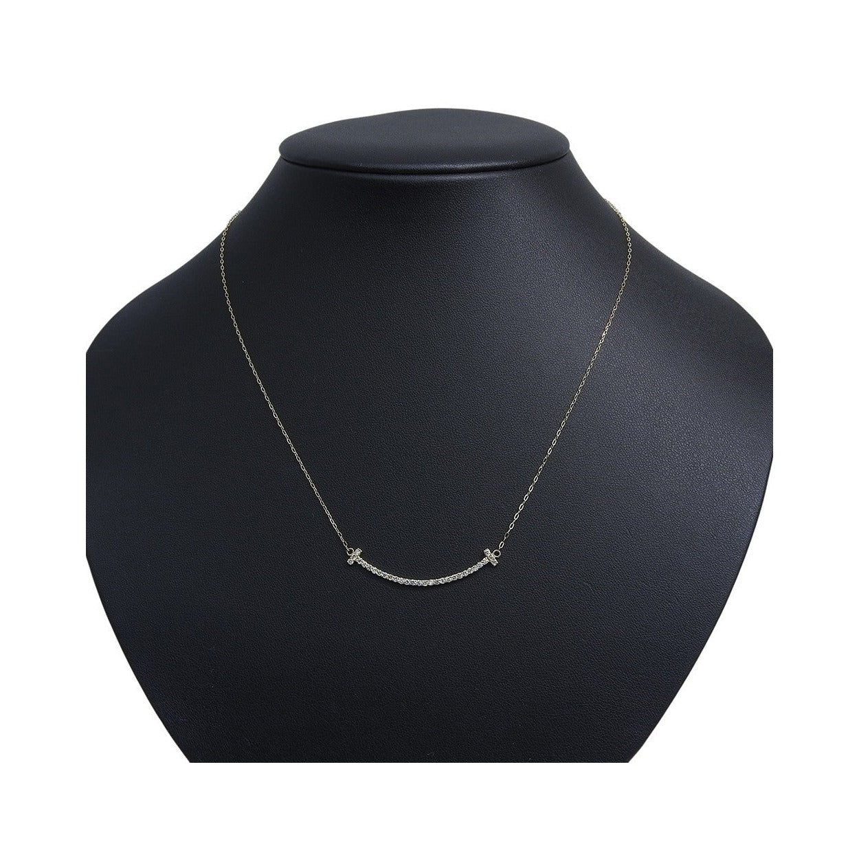 Tiffany & Co. T Smile Pendant 18K Yellow Gold with Diamonds, Gold, Yellow Gold, Necklace