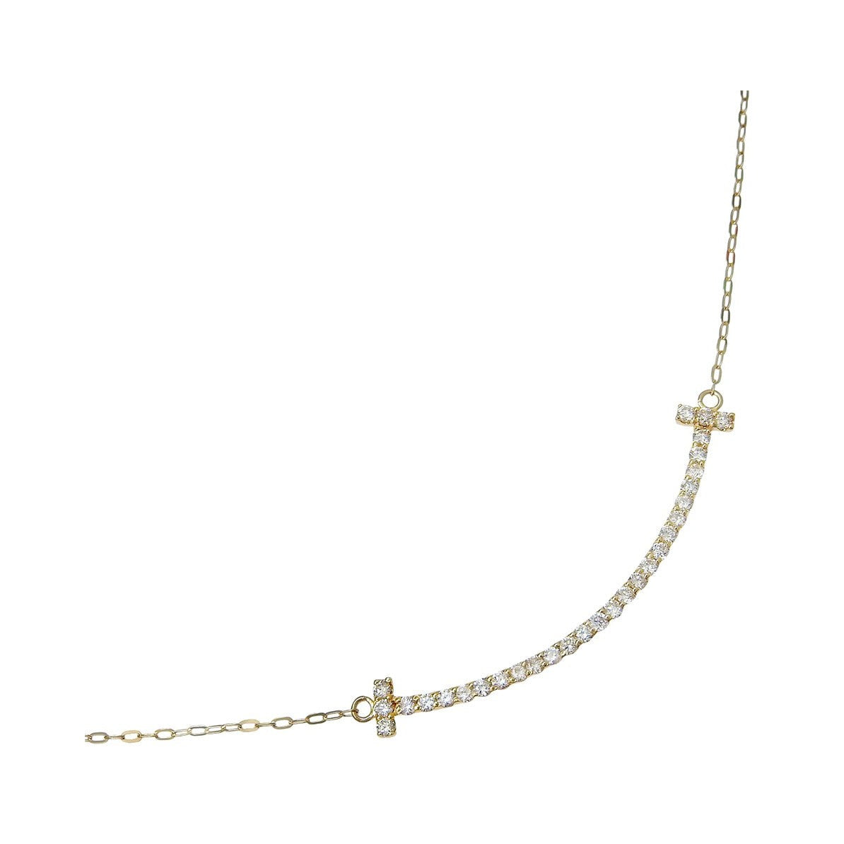 Tiffany & Co. T Smile Pendant 18K Yellow Gold with Diamonds, Gold, Yellow Gold, Necklace