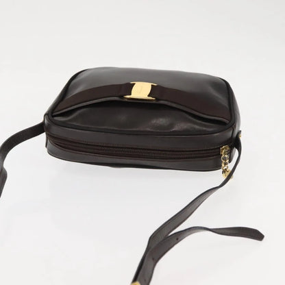 Salvatore Ferragamo Vara Bow camera Leather, Brown, Leather, Shoulder Bag