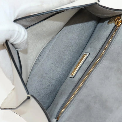 Miu Miu Madras Crystal Buckle Leather, White, Leather, Shoulder Bag