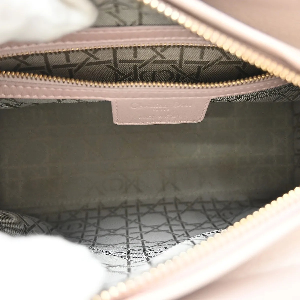 Christian Dior Lady Dior Cannage Quilt Lambskin, Pink, Leather, Handbag