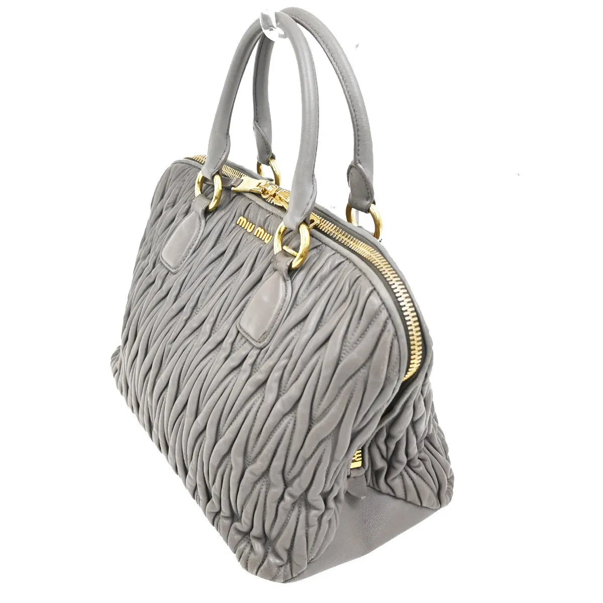 Miu Miu Madras Bowler Matelasse Leather, Purple, Leather, Handbag
