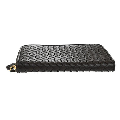 Bottega Veneta Intrecciato Long Zip Leather, Brown, Leather, Wallet