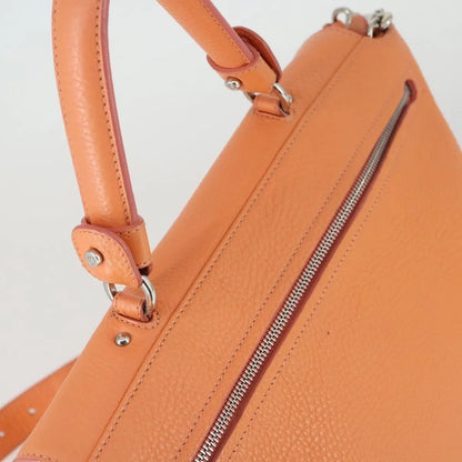 Salvatore Ferragamo Sofia Satchel Grainy Leather, Orange, Leather, Handbag
