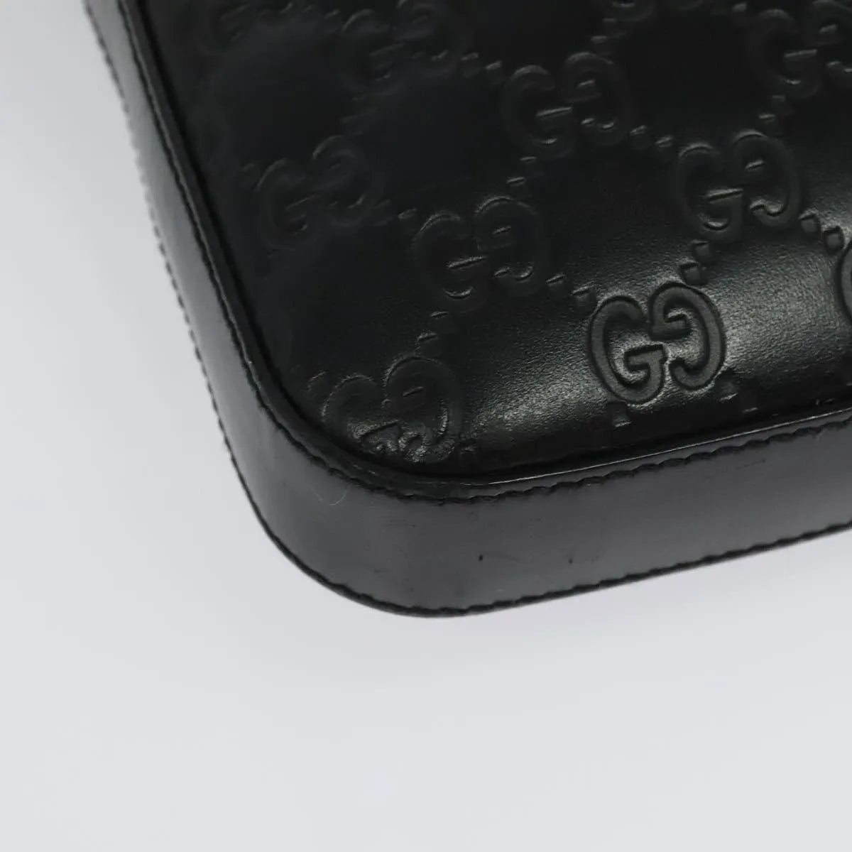 Gucci Signature Zip Messenger Guccissima Leather, Black, Leather, Shoulder Bag