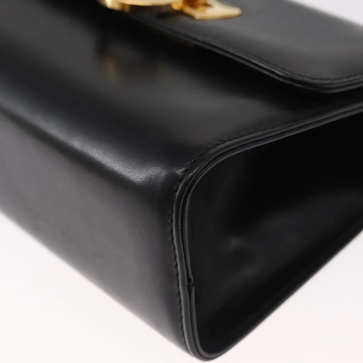Salvatore Ferragamo Gancini Flap Leather, Black, Leather, Shoulder Bag