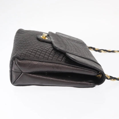 Bally Vintage Chain Quilted Leather, Black, Leather, Shoulder Bag