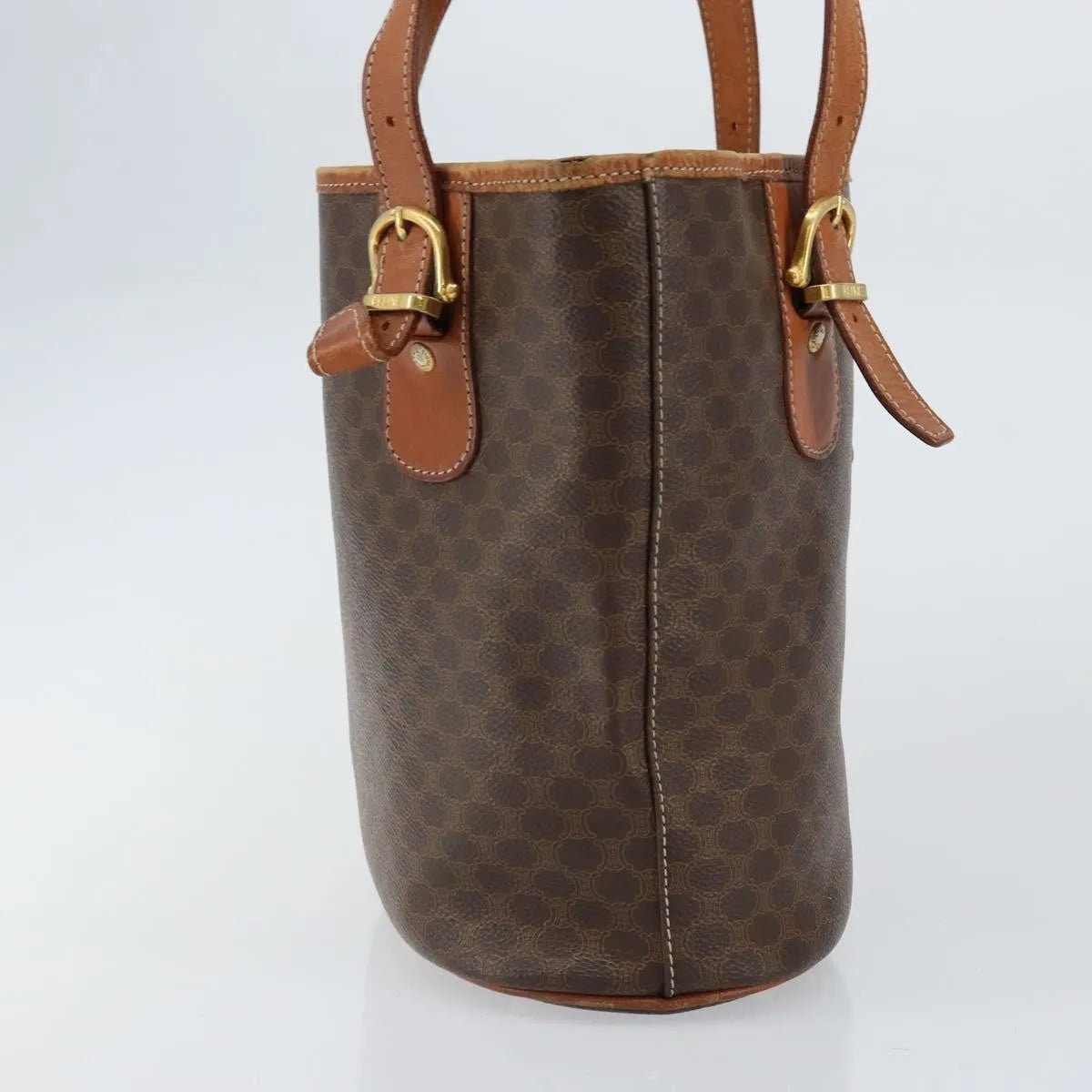 Celine Vintage Macadam Shopper Tote Canvas and Leather, Brown, Canvas, Tote Bag