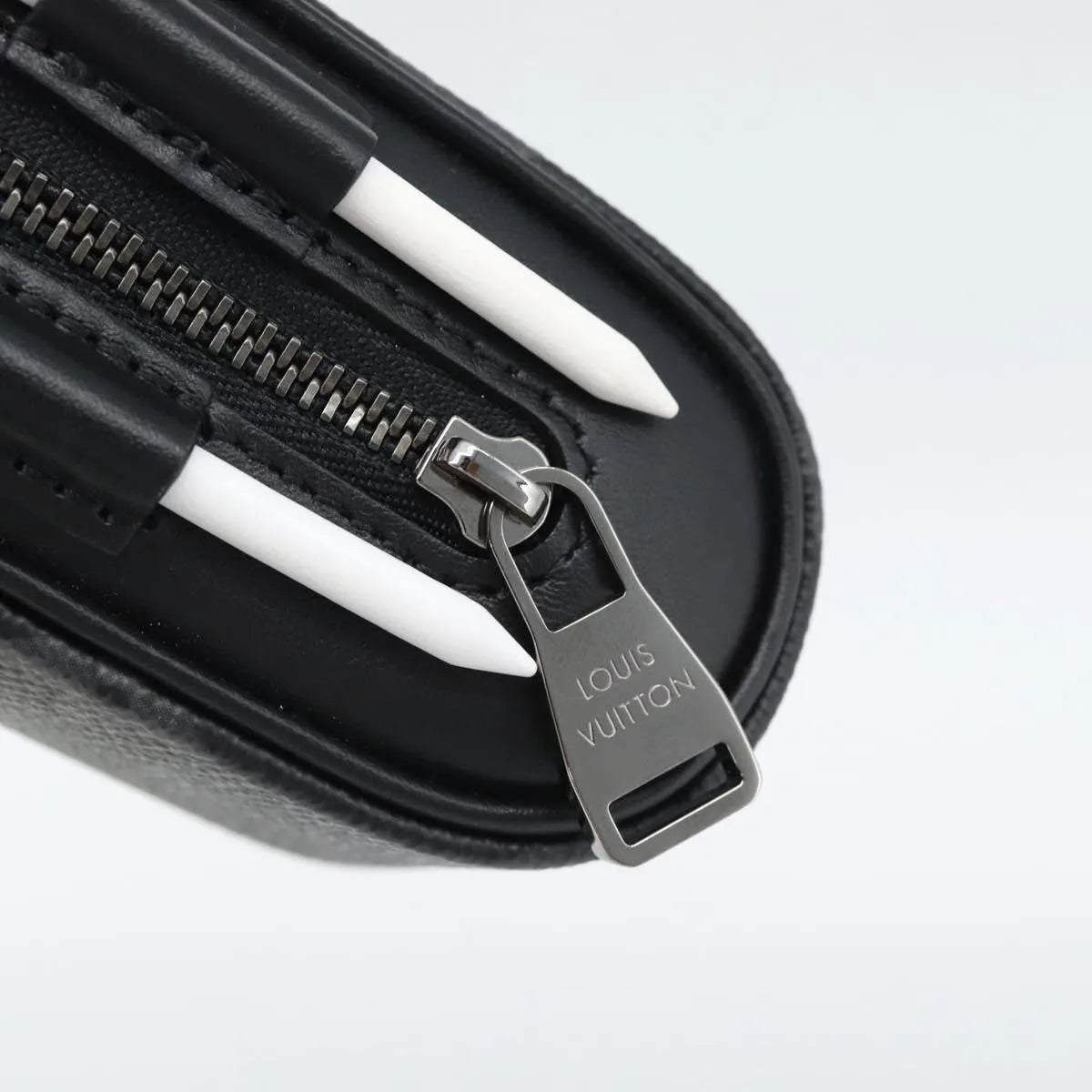 Louis Vuitton golf ball case monogram, Black, Canvas, Clutch