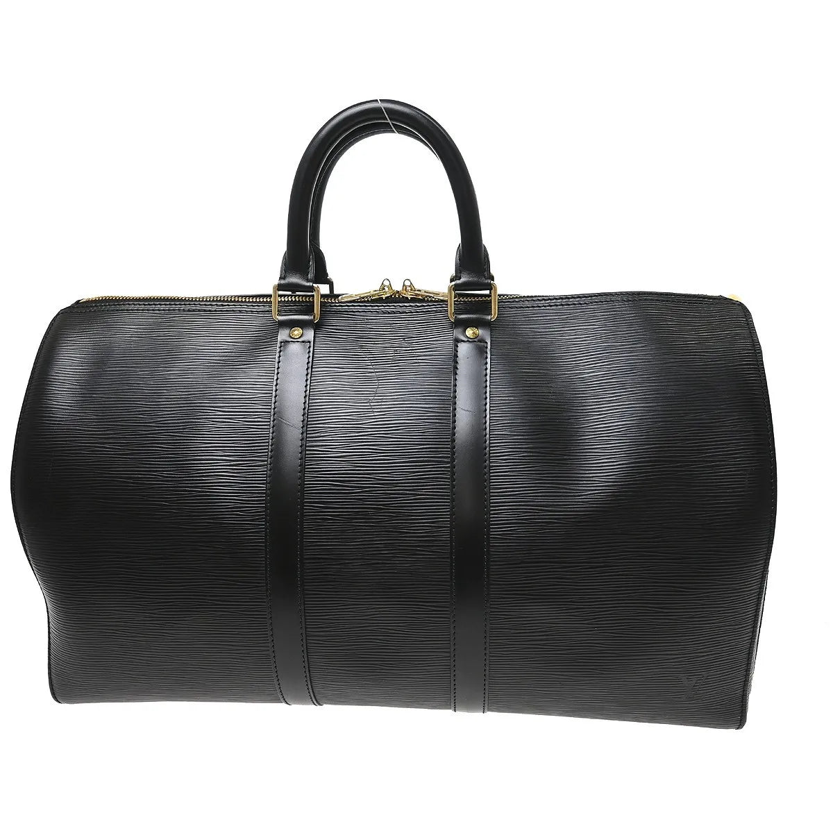 Louis Vuitton Keepall Epi, Black, Leather, Travel Bag