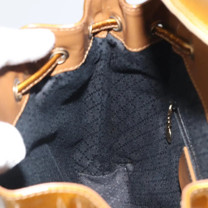 Gucci Vintage Bamboo Patent, Gold, Patent Leather, Backpack