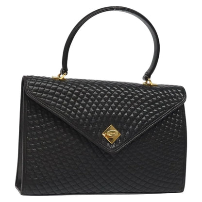 Bally Vintage Quilted Leather, Black, Leather, Handbag