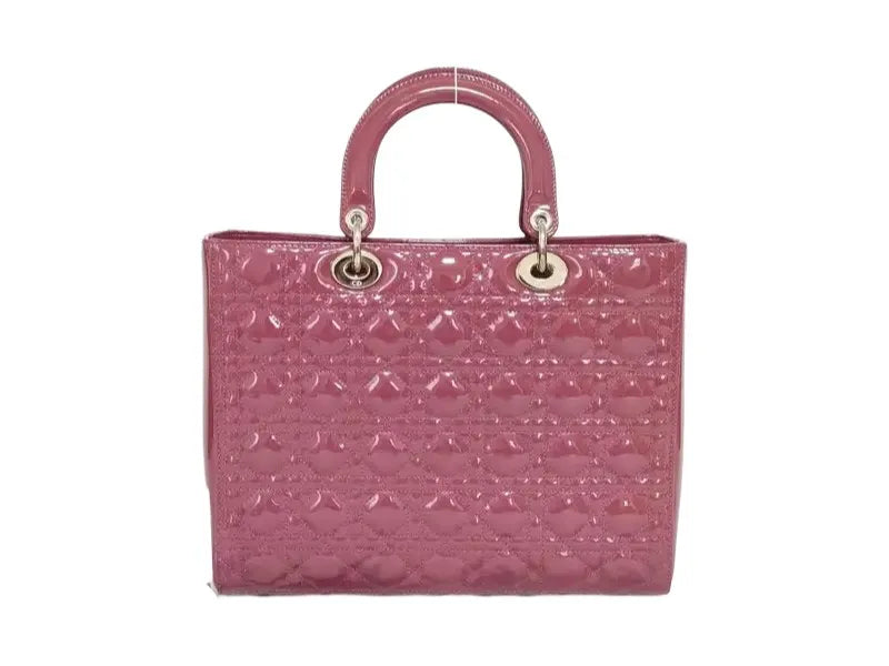 Christian Dior Lady Dior Patent, Purple, Patent Leather, Handbag