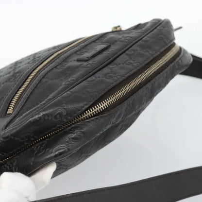 Gucci Front Zip Messenger Guccissima Leather, Black, Leather, Shoulder Bag
