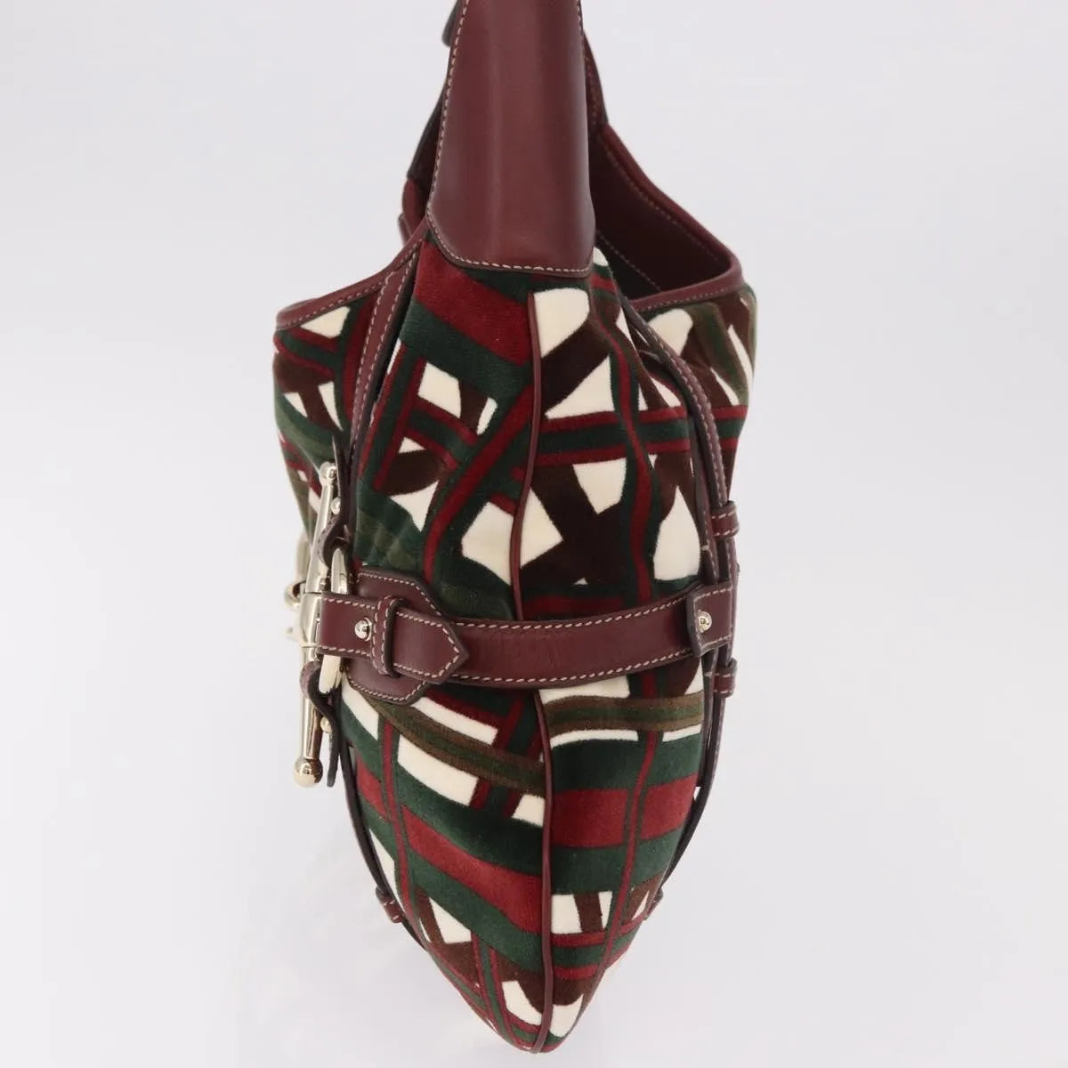 Gucci Vintage Jackie Shoulder Canvas and Leather, Green, Canvas, Shoulder Bag