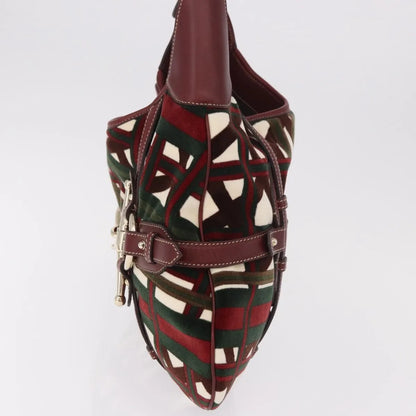 Gucci Vintage Jackie Shoulder Canvas and Leather, Green, Canvas, Shoulder Bag