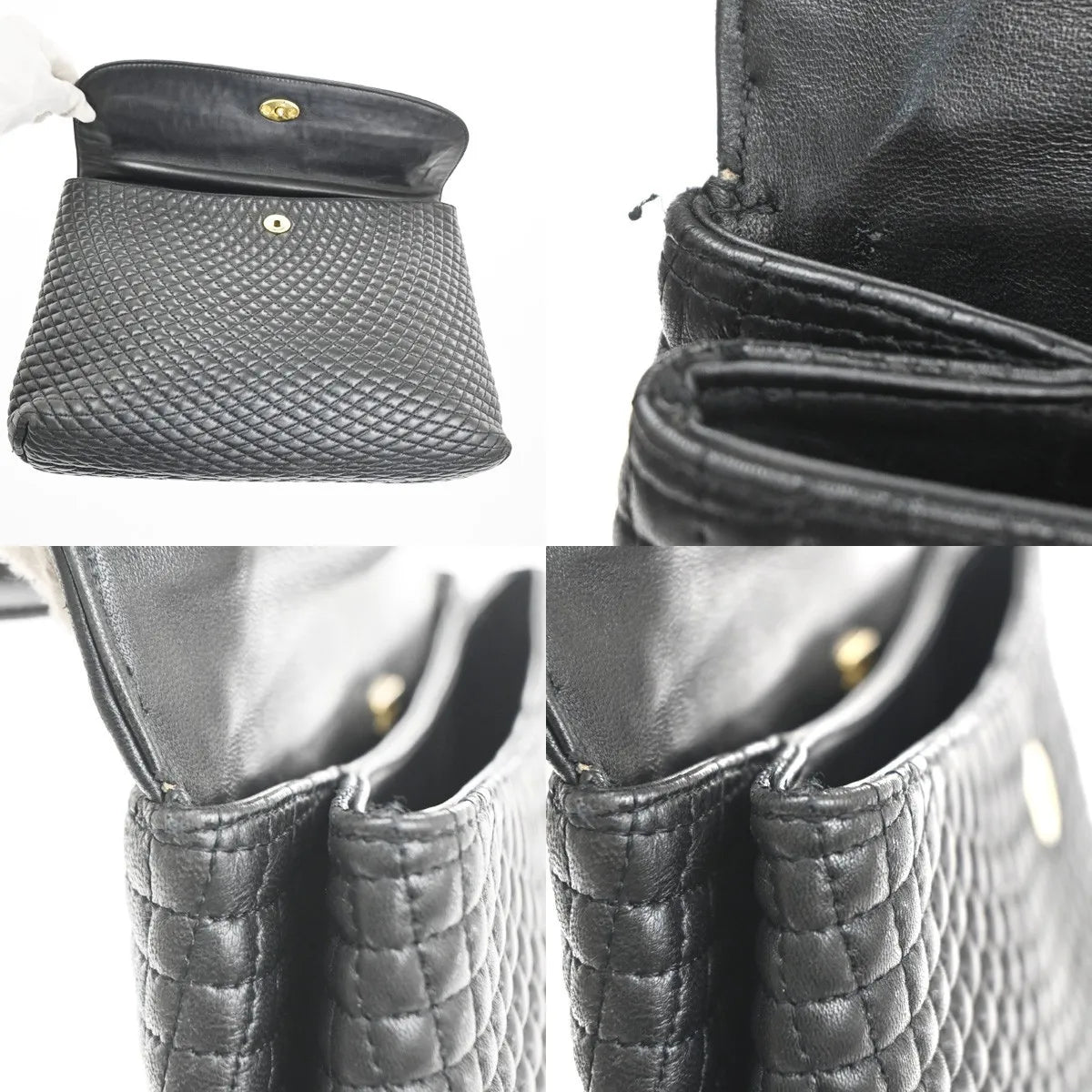 Bally Vintage Quilted Leather, Black, Leather, Handbag
