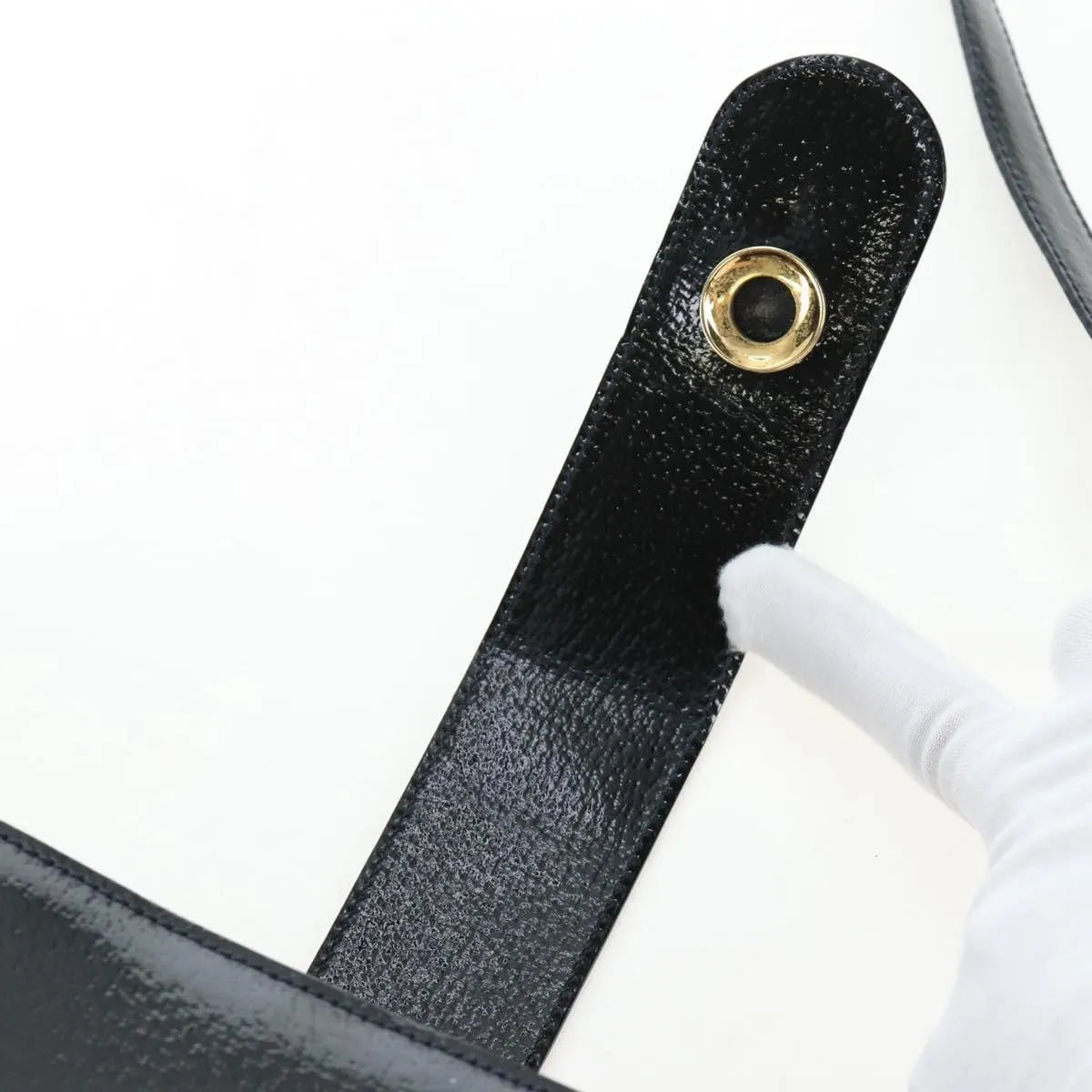 Celine Vintage logo ring shoulder bag Patent Leather, Green, Patent Leather, Shoulder Bag