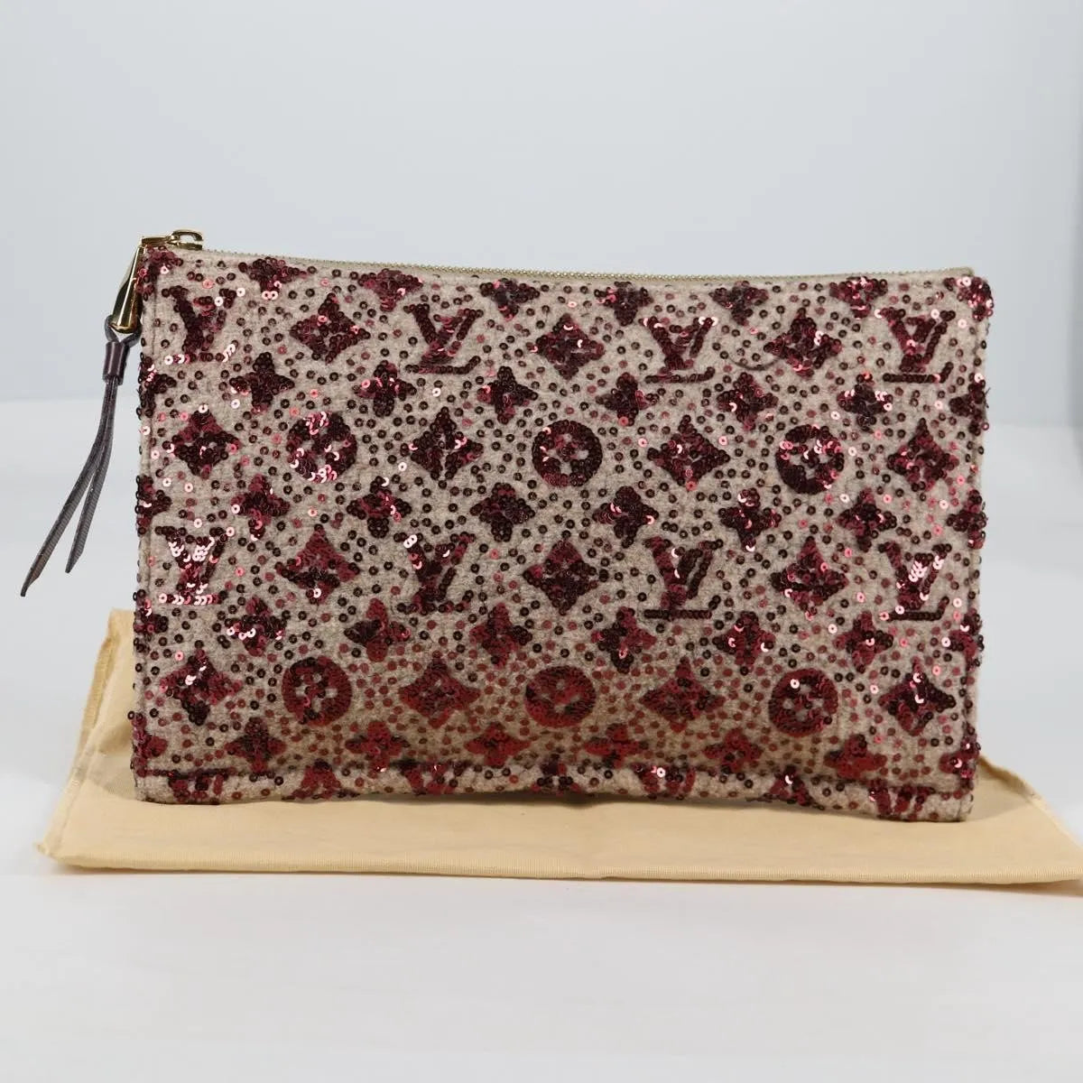 Louis Vuitton Pochette Felt and Sequin, Burgundy, Canvas, Clutch
