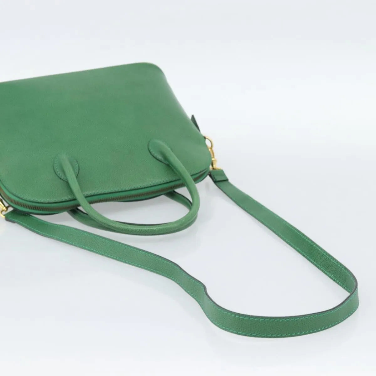 Celine Vintage Convertible Bowler Leather, Green, Leather, Handbag
