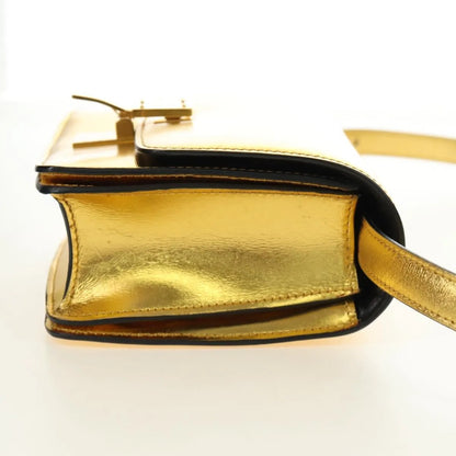 Celine Flap Shoulder Leather, Gold, Leather, Shoulder Bag