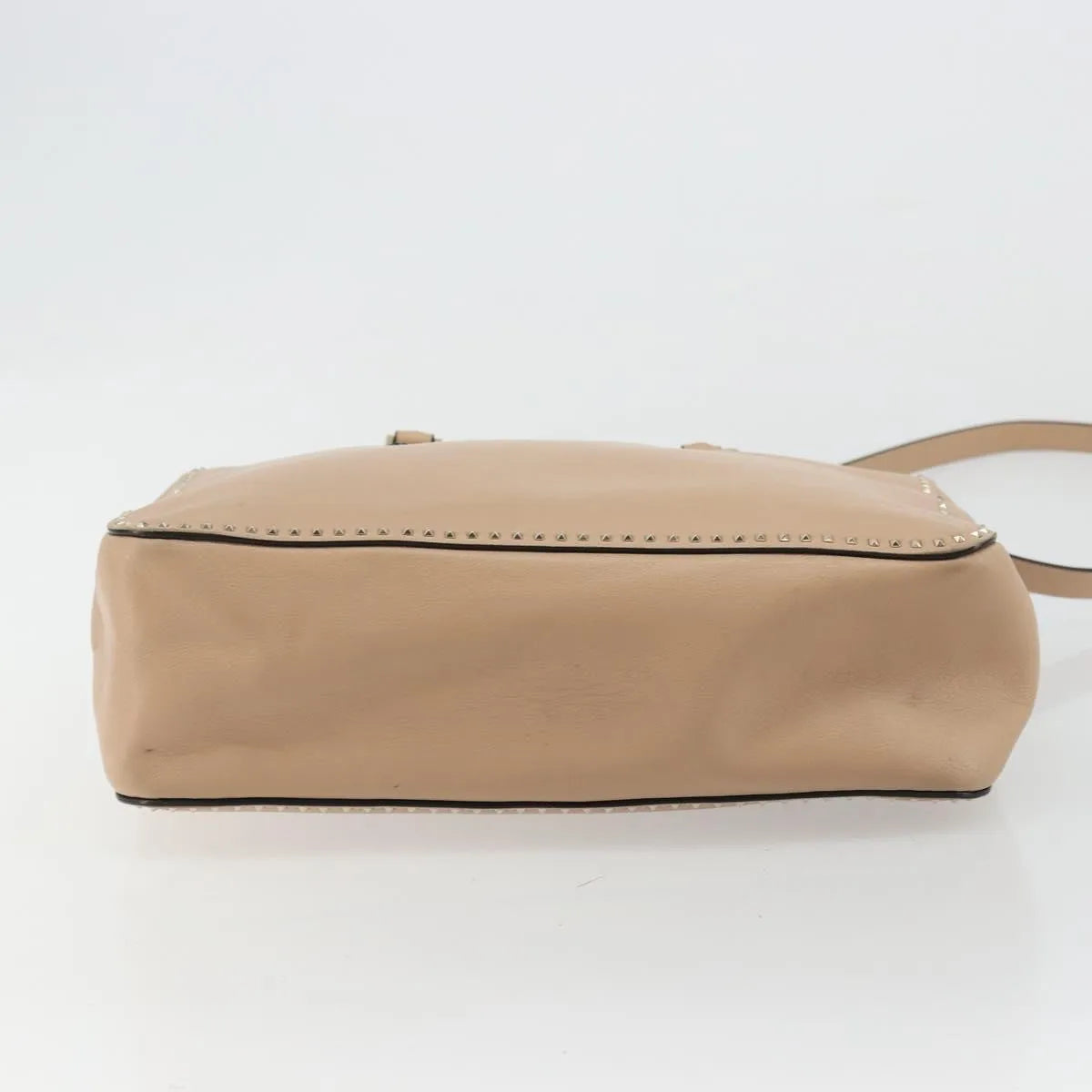 Valentino Garavani Convertible Zip Satchel Leather with Micro Rockstuds, Beige, Leather, Handbag
