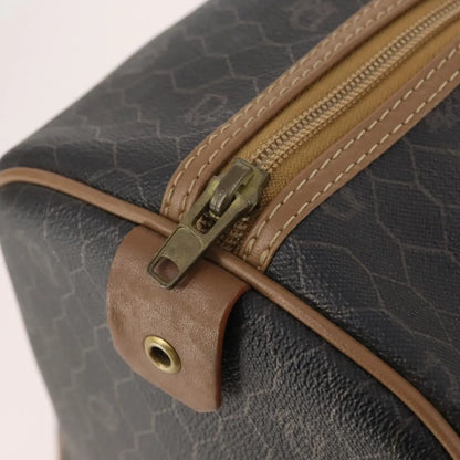 Christian Dior Vintage Honeycomb Boston Canvas and Leather, Black, Canvas, Travel Bag