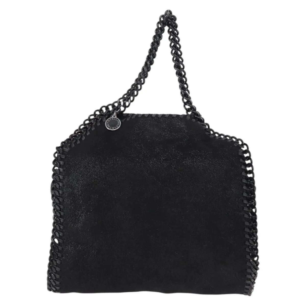 Stella McCartney Falabella Fold Over Shaggy Deer, Black, Polyester, Shoulder Bag