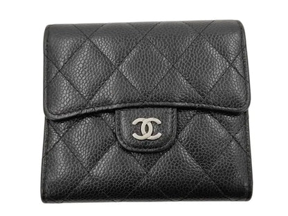 Chanel Classic Flap Card Case Quilted Caviar, Black, Leather, Wallet