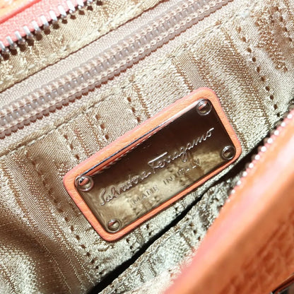 Salvatore Ferragamo Sofia Satchel Grainy Leather, Orange, Leather, Handbag