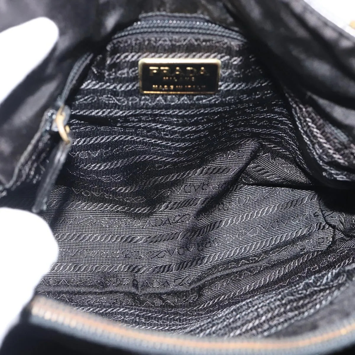 Prada Vintage Nappa Chain Tote Leather, Black, Leather, Shoulder Bag