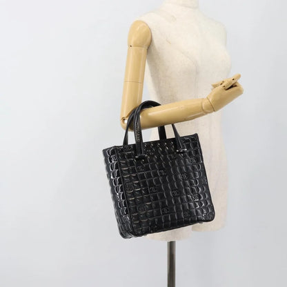 Chanel Chocolate Bar CC Tote Quilted Patent, Black, Patent Leather, Tote Bag